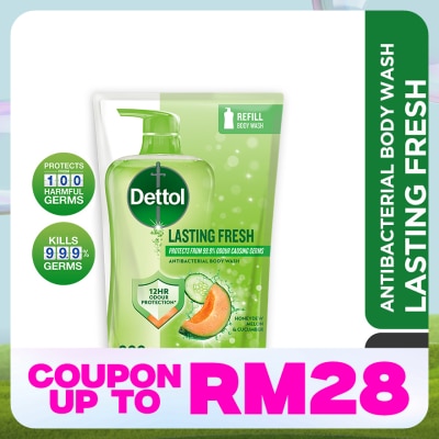 DETTOL Body Wash Refill Lasting Fresh Honeydew Melon & Cucumber 800g