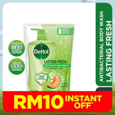 DETTOL Body Wash Refill Lasting Fresh Honeydew Melon & Cucumber 800g