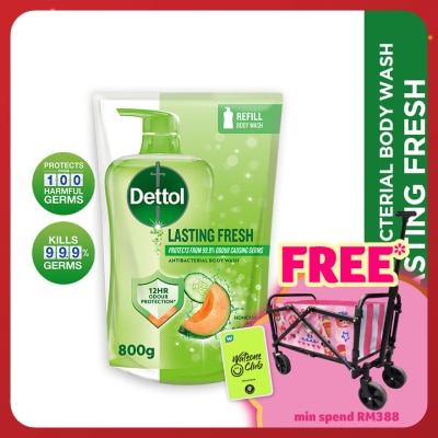 DETTOL Body Wash Refill Lasting Fresh Honeydew Melon & Cucumber 800g