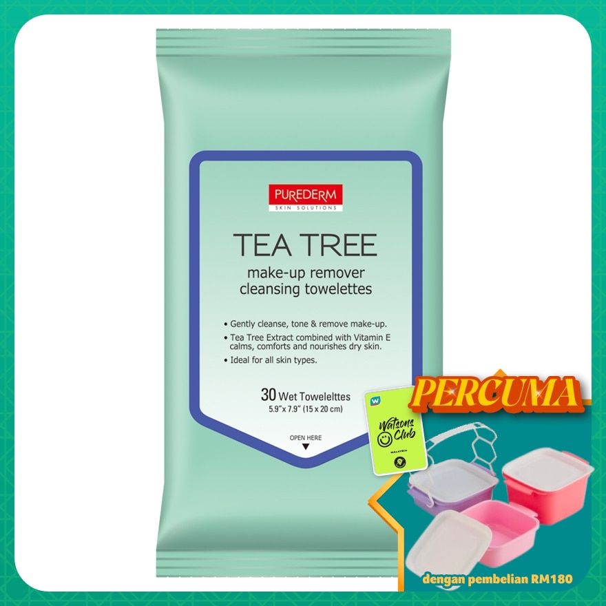 Tea Tree Make-up Remover Cleansing Towelettes 30's