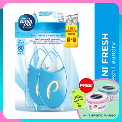 AMBI PUR Mini Fresh Small Space Freshener Fresh Laundry 2x4.5ml