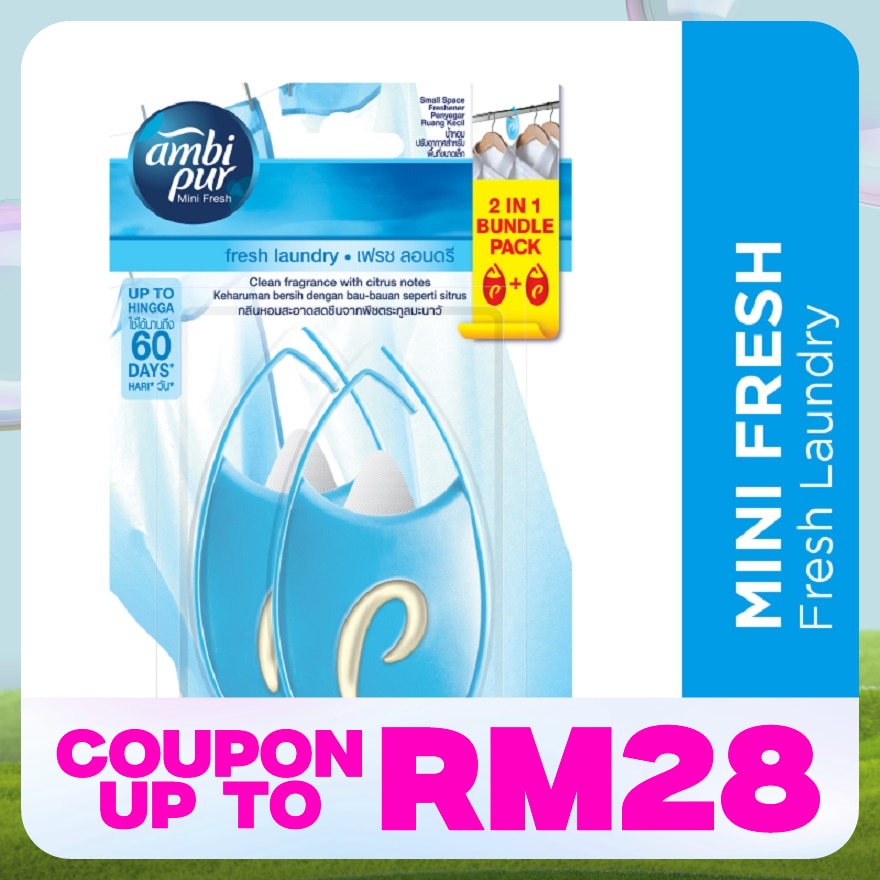 Mini Fresh Small Space Freshener Fresh Laundry 2x4.5ml