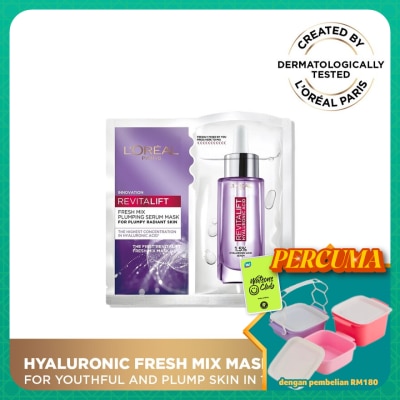 L'OREAL PARIS SKIN CARE - Hyaluronic Acid Plumping Serum Fresh Mix Mask 1s