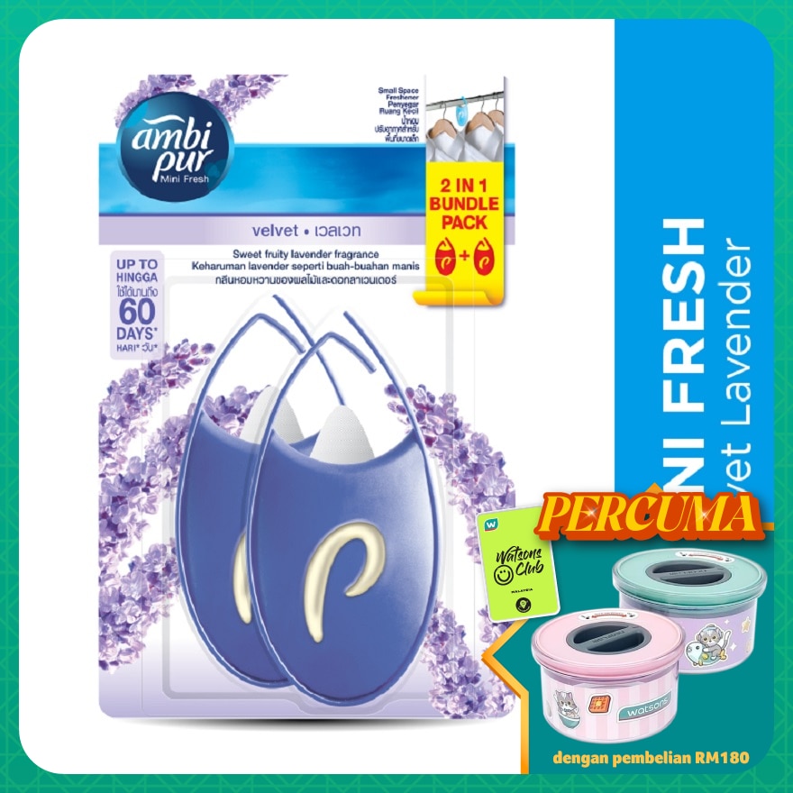 Mini Fresh Small Space Freshener Fresh Velvet 2x4.5ml