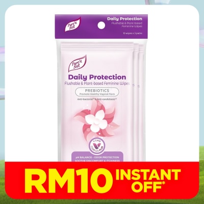 PURE'N SOFT Daily Protection Feminine Wipes 10s x 3pks