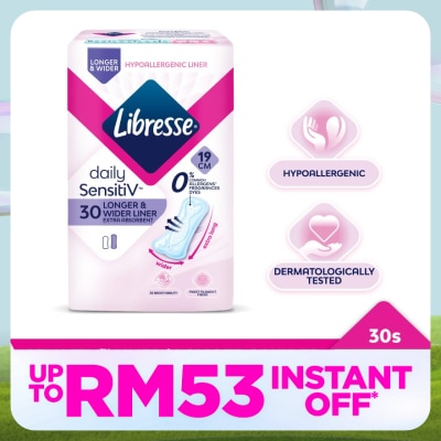 LIBRESSE SensitiV Longer & Wider Slim Pantyliner 30s