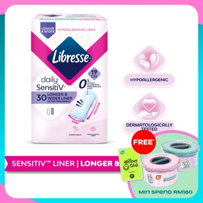 LIBRESSE SensitiV Longer & Wider Slim Pantyliner 30s