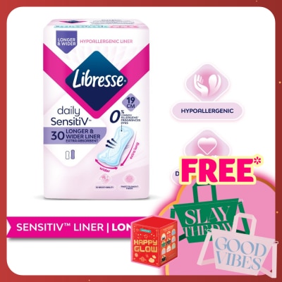 LIBRESSE SensitiV Longer & Wider Slim Pantyliner 30s