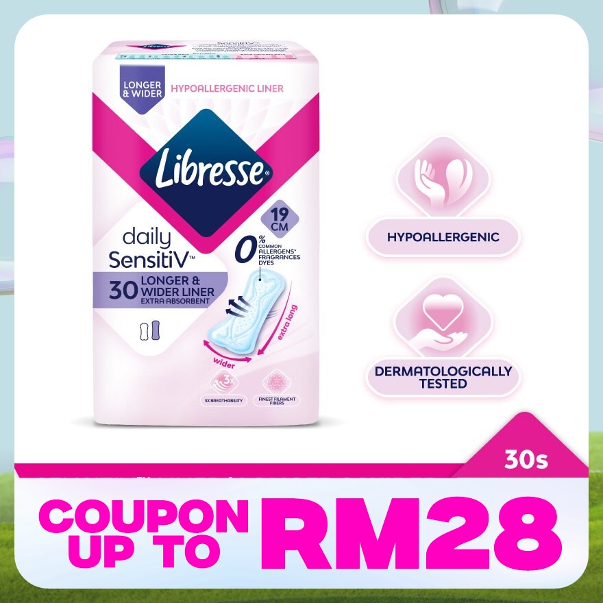 SensitiV Longer & Wider Slim Pantyliner 30s