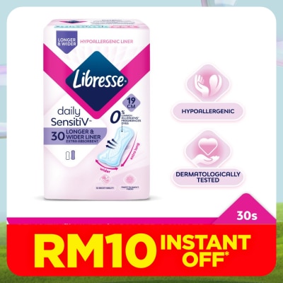 LIBRESSE SensitiV Longer & Wider Slim Pantyliner 30s