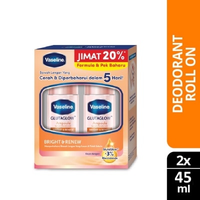 VASELINE - Deo Roll On Bright & Renew Twinpack 2x45ml