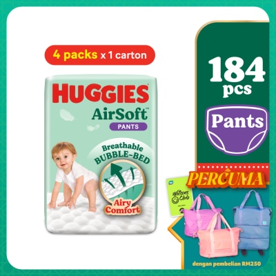 HUGGIES AirSoft Pants Diapers M 46s (4 Packs) Breathable And Soft Diapers For Baby