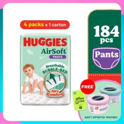 HUGGIES AirSoft Pants Diapers M 46s (4 Packs) Breathable And Soft Diapers For Baby