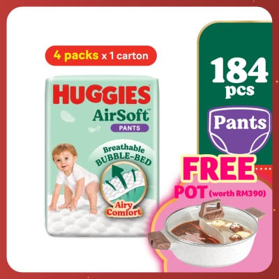 HUGGIES AirSoft Pants Diapers M 46s (4 Packs) Breathable And Soft Diapers For Baby