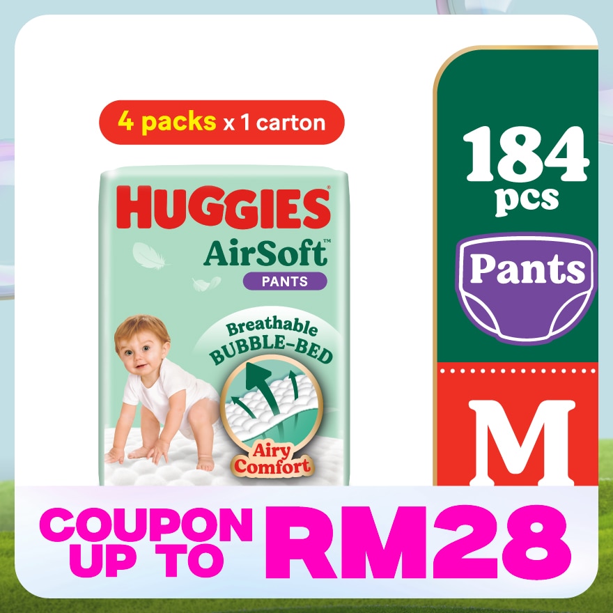 AirSoft Pants Diapers M 46s (4 Packs) Breathable And Soft Diapers For Baby