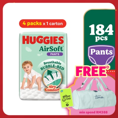 HUGGIES AirSoft Pants Diapers M 46s (4 Packs) Breathable And Soft Diapers For Baby