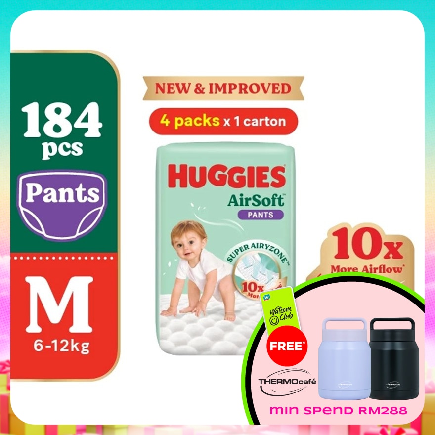 AirSoft Pants Diapers M 46s (4 Packs) Breathable And Soft Diapers For Baby