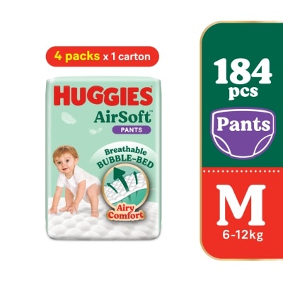 HUGGIES AirSoft Pants Diapers M 46s (4 Packs) Breathable And Soft Diapers For Baby