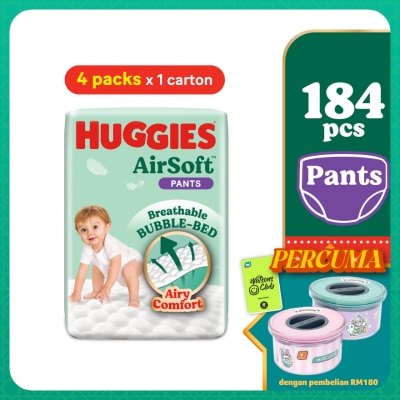 HUGGIES AirSoft Pants Diapers M 46s (4 Packs) Breathable And Soft Diapers For Baby