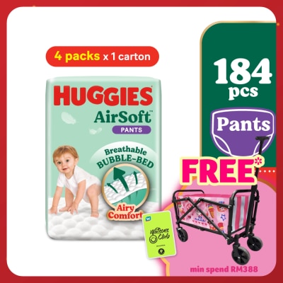 HUGGIES AirSoft Pants Diapers M 46s (4 Packs) Breathable And Soft Diapers For Baby