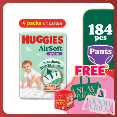 HUGGIES AirSoft Pants Diapers M 46s (4 Packs) Breathable And Soft Diapers For Baby