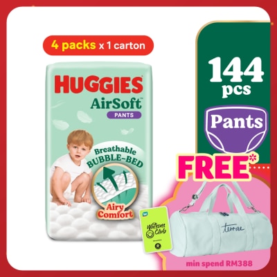 HUGGIES AirSoft Pants Diapers L 36s (4 Packs) Breathable and soft diapers for baby