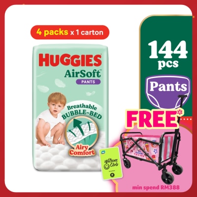 HUGGIES AirSoft Pants Diapers L 36s (4 Packs) Breathable and soft diapers for baby