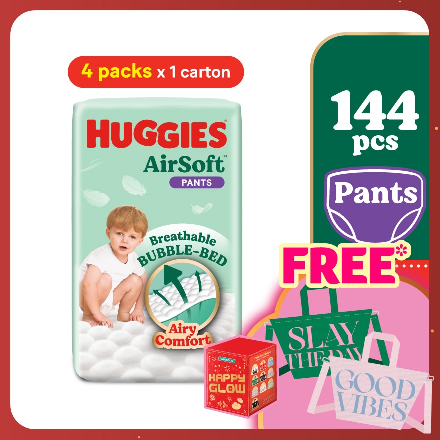 AirSoft Pants Diapers L 36s (4 Packs) Breathable and soft diapers for baby
