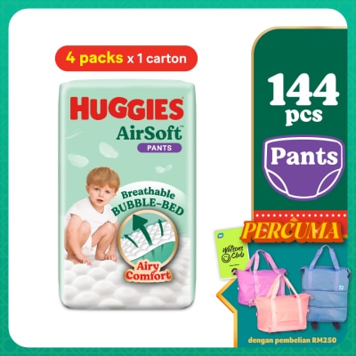 HUGGIES AirSoft Pants Diapers L 36s (4 Packs) Breathable and soft diapers for baby