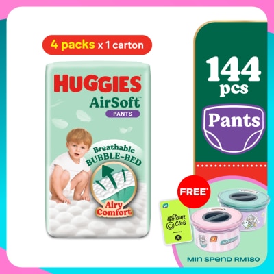 HUGGIES AirSoft Pants Diapers L 36s (4 Packs) Breathable and soft diapers for baby