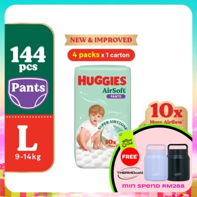 HUGGIES - AirSoft Pants Diapers L 36s (4 Packs) Breathable and soft diapers for baby