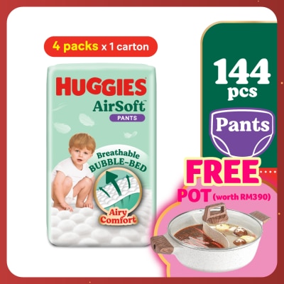 HUGGIES AirSoft Pants Diapers L 36s (4 Packs) Breathable and soft diapers for baby