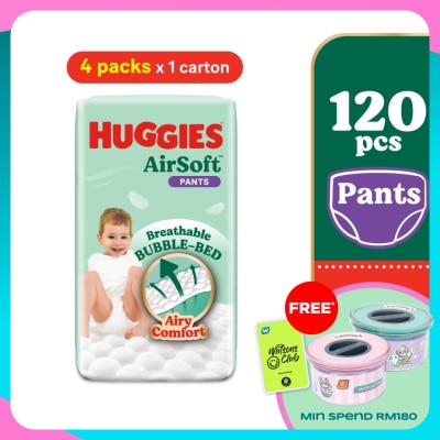 HUGGIES AirSoft Pants Diapers XL 30s (4 Packs) Breathable and soft diapers for baby