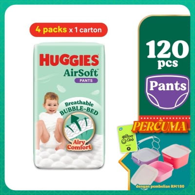 HUGGIES - AirSoft Pants Diapers XL 30s (4 Packs) Breathable and soft diapers for baby