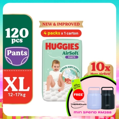 HUGGIES - AirSoft Pants Diapers XL 30s (4 Packs) Breathable and soft diapers for baby
