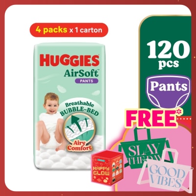 HUGGIES AirSoft Pants Diapers XL 30s (4 Packs) Breathable and soft diapers for baby