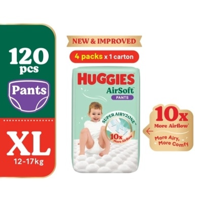 HUGGIES - AirSoft Pants Diapers XL 30s (4 Packs) Breathable and soft diapers for baby