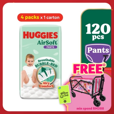 HUGGIES AirSoft Pants Diapers XL 30s (4 Packs) Breathable and soft diapers for baby