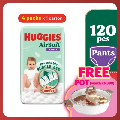 HUGGIES AirSoft Pants Diapers XL 30s (4 Packs) Breathable and soft diapers for baby
