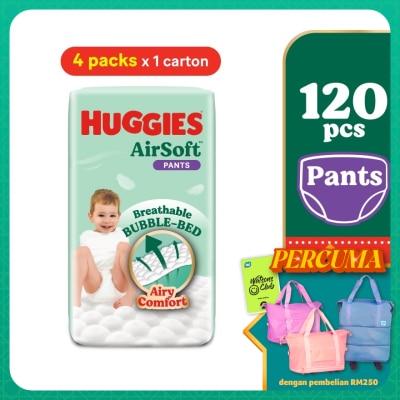 HUGGIES AirSoft Pants Diapers XL 30s (4 Packs) Breathable and soft diapers for baby