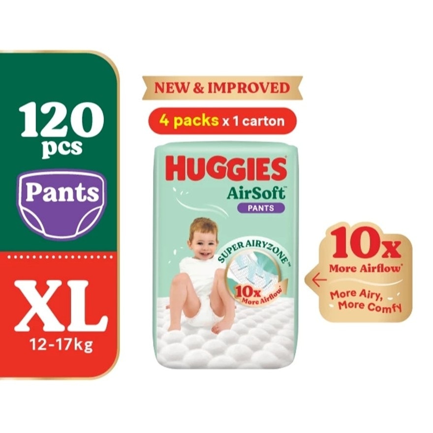 AirSoft Pants Diapers XL 30s (4 Packs) Breathable and soft diapers for baby