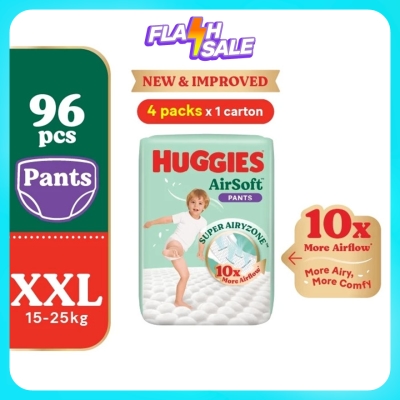 HUGGIES - AirSoft Pants Diapers XXL 24s (4 Packs) Breathable and soft diapers for baby image