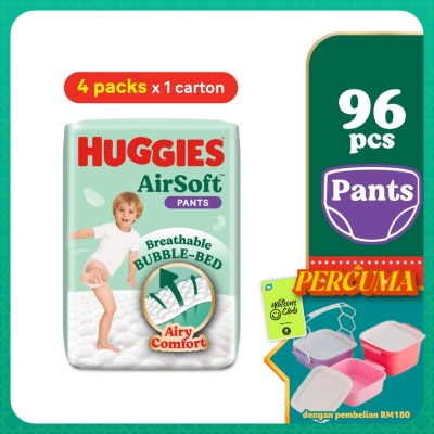 HUGGIES - AirSoft Pants Diapers XXL 24s (4 Packs) Breathable and soft diapers for baby