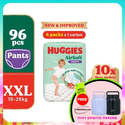 HUGGIES - AirSoft Pants Diapers XXL 24s (4 Packs) Breathable and soft diapers for baby