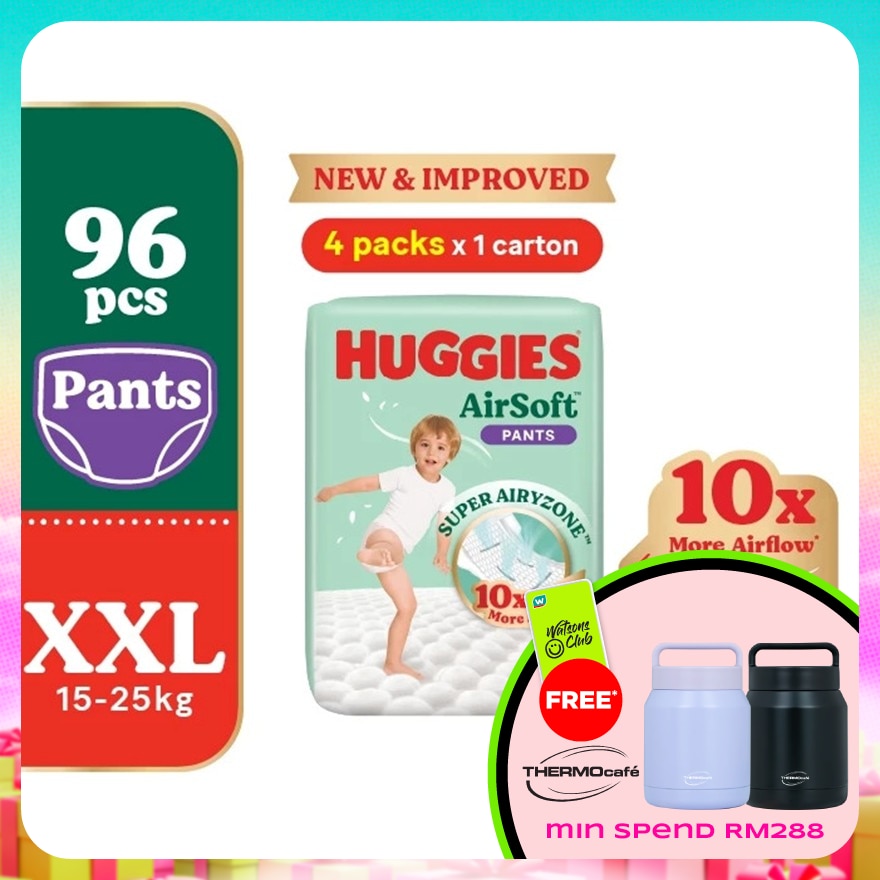 AirSoft Pants Diapers XXL 24s (4 Packs) Breathable and soft diapers for baby