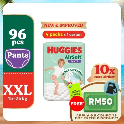 HUGGIES - AirSoft Pants Diapers XXL 24s (4 Packs) Breathable and soft diapers for baby