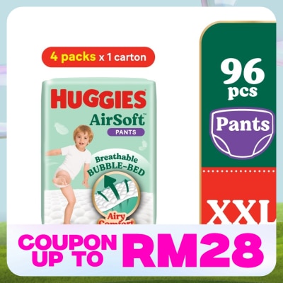 HUGGIES AirSoft Pants Diapers XXL 24s (4 Packs) Breathable and soft diapers for baby