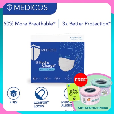 MEDICOS 4ply Hydrocharge Regular Fit Swiss White 50's