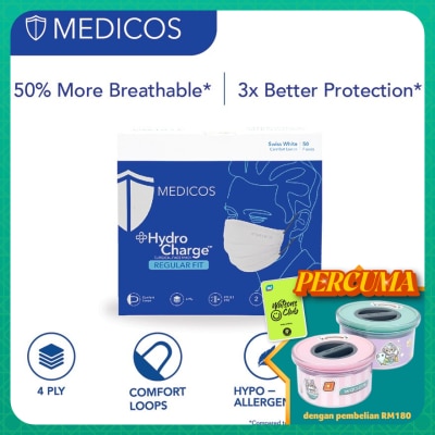 MEDICOS 4ply Hydrocharge Regular Fit Swiss White 50's