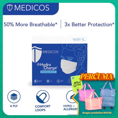 MEDICOS 4ply Hydrocharge Regular Fit Swiss White 50's